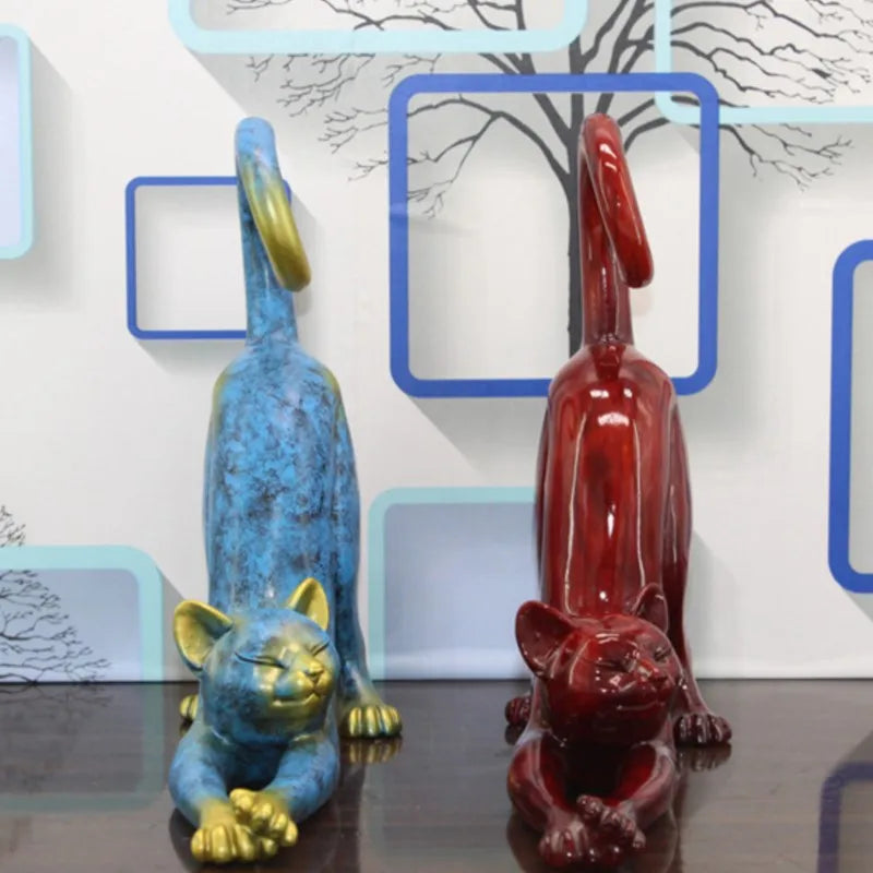 Estátua Gato Preguiçoso decoração 009 Loja da Dryka 