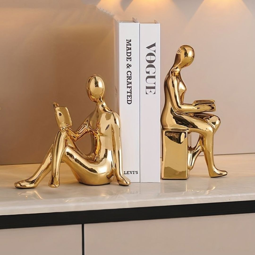 Estátuas Decorativas para Livros - Bookends Estátuas Decorativas Bookends Loja da Dryka 2PCS-Douradas 