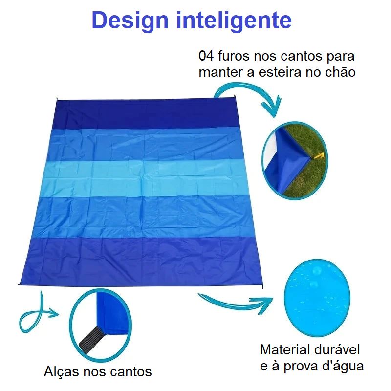 Esteira de Praia Impermeável - Breeze Mat acessorio - esteira azul Loja da Dryka 