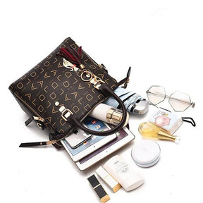 Fashion English Letter Handbag Women PU Leather Tassel Top-handle Bag Luxury Shoulder Bag Large Capacity Lady Tote Design Purse Loja da Dryka 