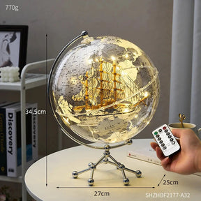 Globo Terrestre Decorativo Iluminado - Light World decoração - globo terrestre iluminado Loja da Dryka Prata 