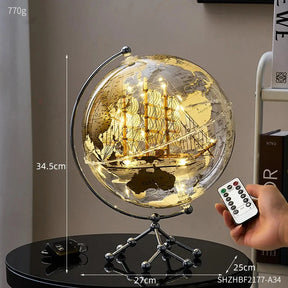 Globo Terrestre Decorativo Iluminado - Light World decoração - globo terrestre iluminado Loja da Dryka Preto 