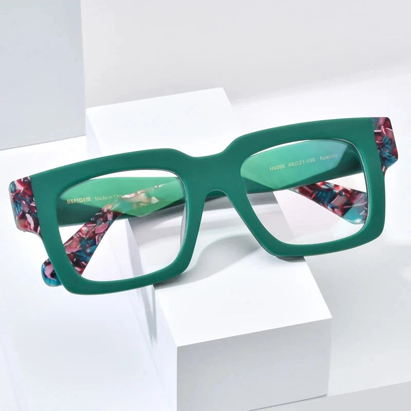 Hepidem acetato óculos quadro masculino oversize tamanho grande quadrado óculos feminino japonês artesanal óculos grossos 9288 oculos de grau moderno Loja da Dryka 