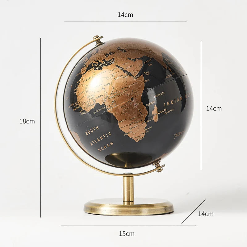 Home Decor Accessories Retro World Globe Modern Learning World Map Globe Kids Study Desk Decor Globe Geography Kids Education Loja da Dryka Gold-bronze base 