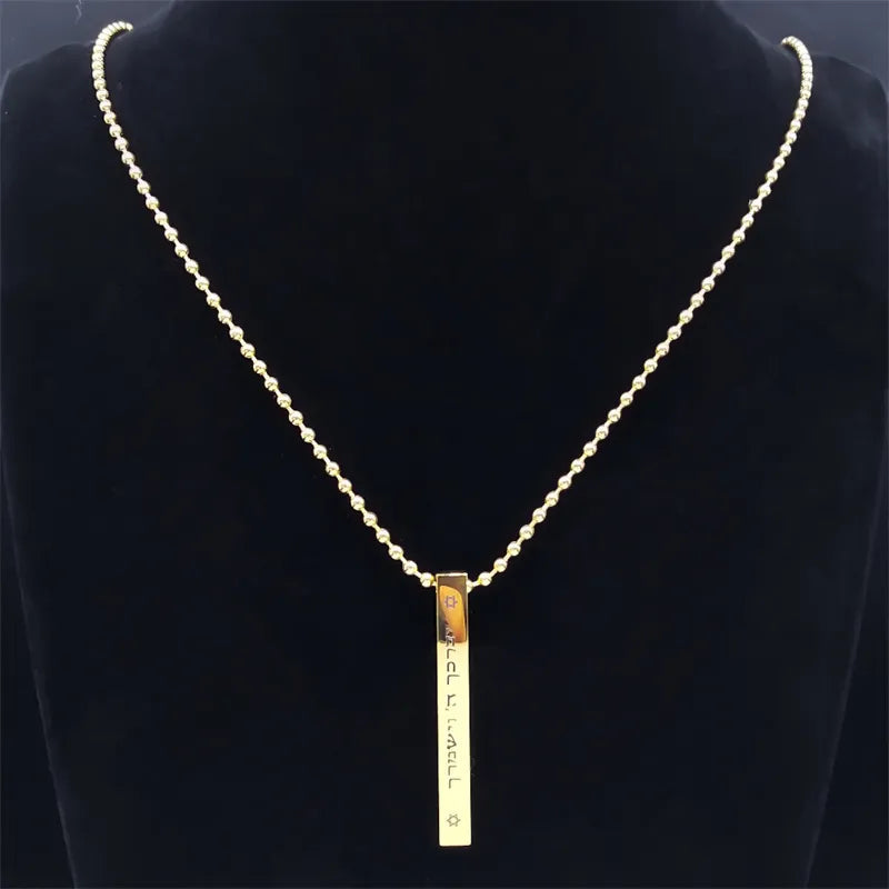 Jewish Hexagram Israel Amulet Necklace for Women Men Stainless Steel Star of David Magen Mezuzah Bead Chain Jewelry NXHA194S02 Loja da Dryka 