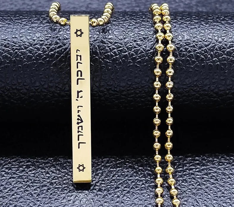 Jewish Hexagram Israel Amulet Necklace for Women Men Stainless Steel Star of David Magen Mezuzah Bead Chain Jewelry NXHA194S02 Loja da Dryka 