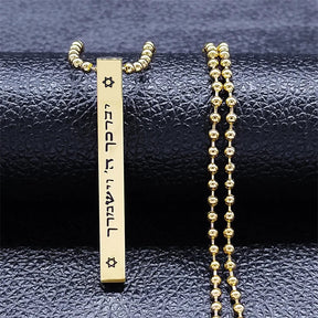 Jewish Hexagram Israel Amulet Necklace for Women Men Stainless Steel Star of David Magen Mezuzah Bead Chain Jewelry NXHA194S02 Loja da Dryka A 60cm BE GD 
