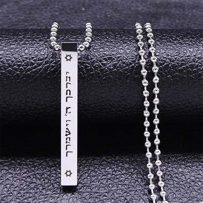 Jewish Hexagram Israel Amulet Necklace for Women Men Stainless Steel Star of David Magen Mezuzah Bead Chain Jewelry NXHA194S02 Loja da Dryka A 60cm BE SR 