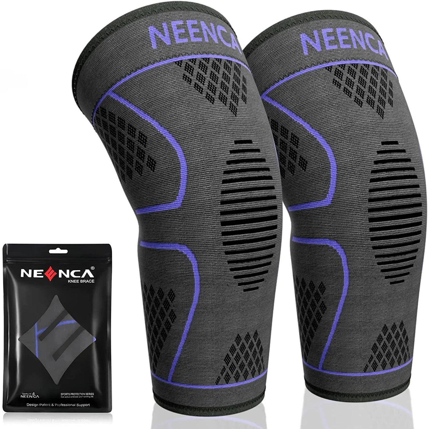 Joelheira Unissex de Compressão NEENCA esporte 017 Loja da Dryka Azul G 