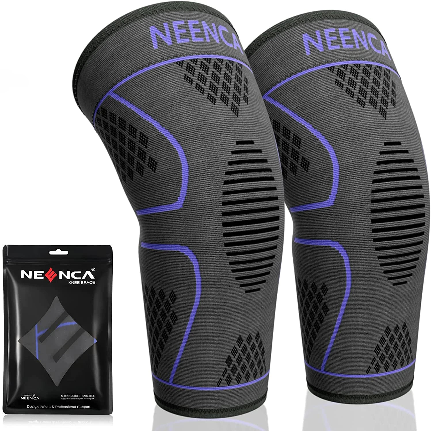 Joelheira Unissex de Compressão NEENCA esporte 017 Loja da Dryka Azul G 