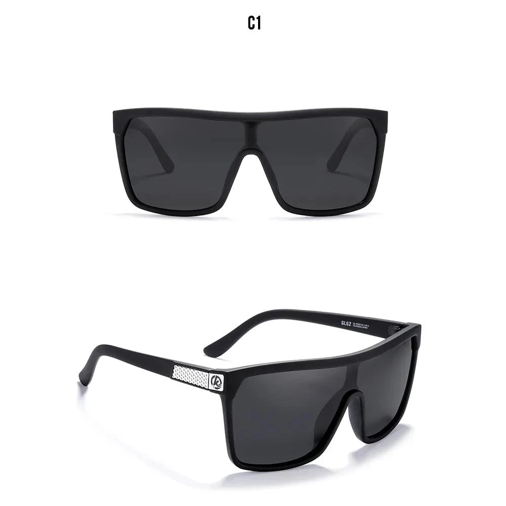 KDEAM One-piece Shape Men Sunglasses Polarized Elastic Paint Surface Sun Glasses Women Suitable Long-lasting Goggles Cat.3 Loja da Dryka C1 matte black 