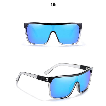 KDEAM One-piece Shape Men Sunglasses Polarized Elastic Paint Surface Sun Glasses Women Suitable Long-lasting Goggles Cat.3 Loja da Dryka C10 mirror ice blue 