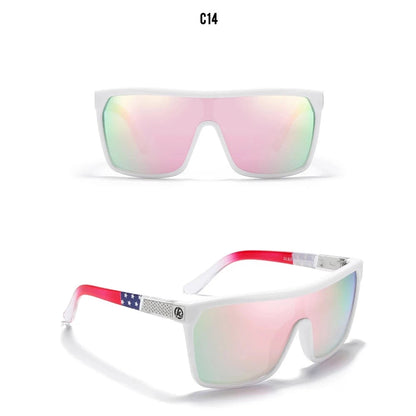 KDEAM One-piece Shape Men Sunglasses Polarized Elastic Paint Surface Sun Glasses Women Suitable Long-lasting Goggles Cat.3 Loja da Dryka C14 mirrored pink 