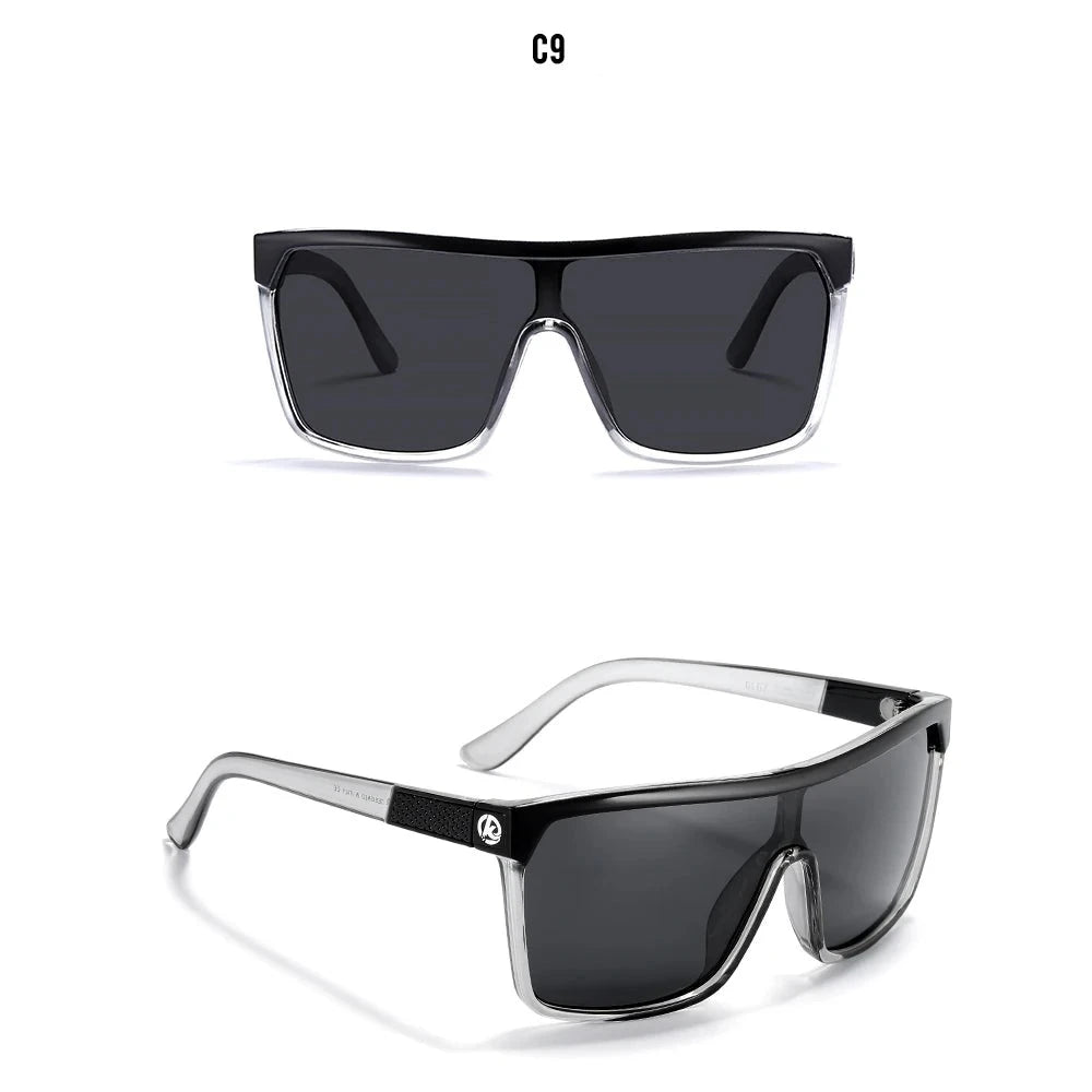 KDEAM One-piece Shape Men Sunglasses Polarized Elastic Paint Surface Sun Glasses Women Suitable Long-lasting Goggles Cat.3 Loja da Dryka C9 black 
