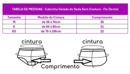 Kit com 3 Calcinhas Geladas de Seda Sem Costura - Fio Dental acessorios - kit 3 calcinhas gelada Loja da Dryka 