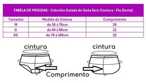 Kit com 3 Calcinhas Geladas de Seda Sem Costura - Fio Dental acessorios - kit 3 calcinhas gelada Loja da Dryka 