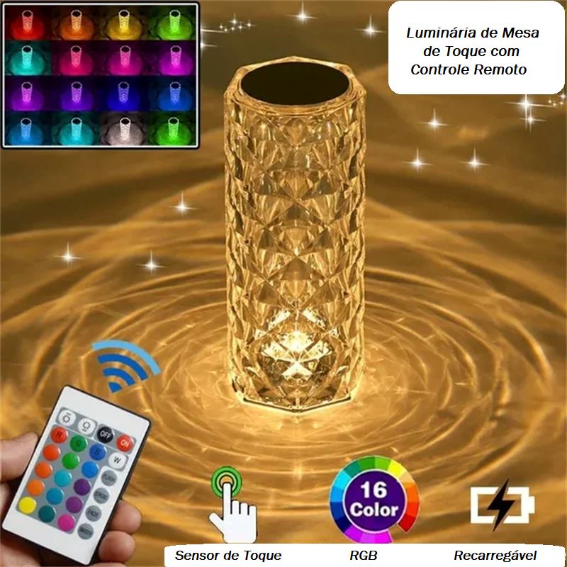 Luminária De Mesa Cristal Light (16 Cores) decoracao 002 lojadadryka 