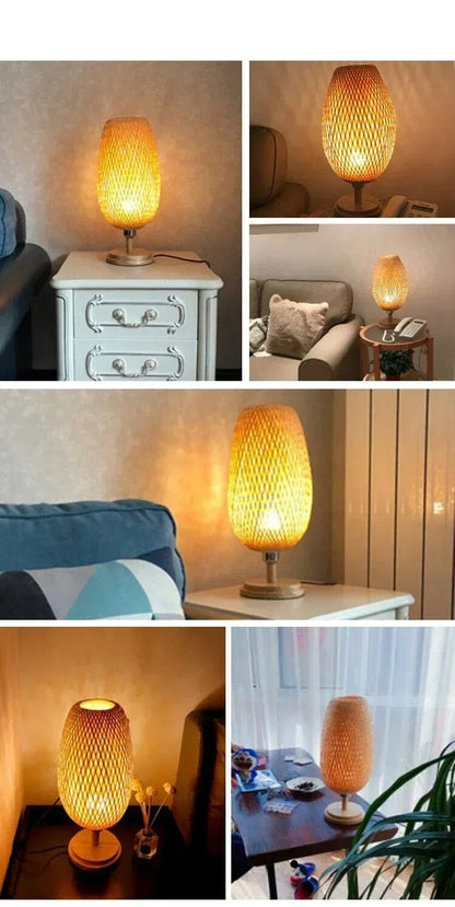 Luminária de Mesa de Rattan - Retrô decoracao 012 Loja da Dryka 