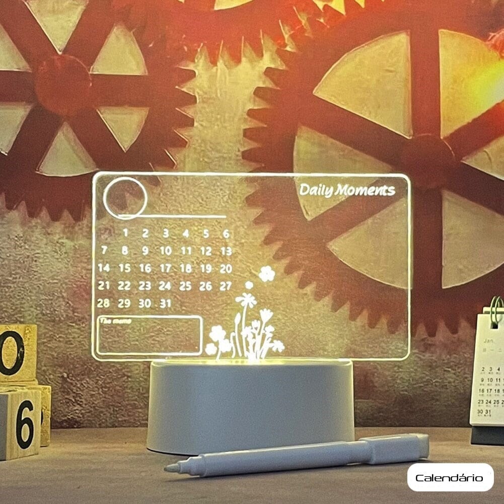 Luminária Textos Criativos 3D Decoração 001 lojadadryka Calendário 