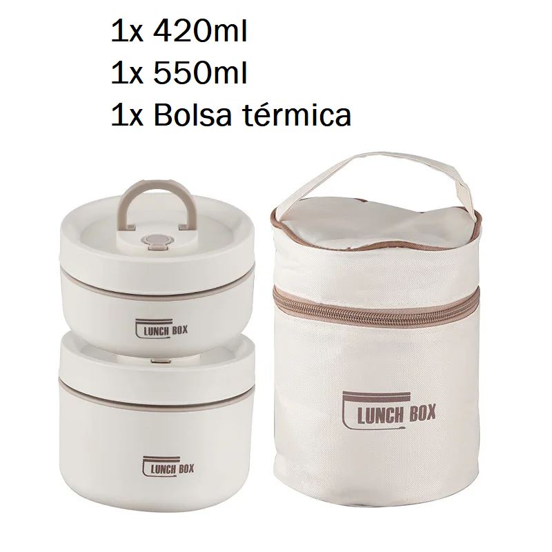 Marmita Térmica Redonda - Multi Layer marmita 003 Loja da Dryka Kit Bege 2pçs 