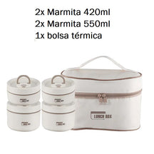 Marmita Térmica Redonda - Multi Layer marmita 003 Loja da Dryka Kit Bege 4pçs 
