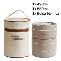 Marmita Térmica Redonda - Multi Layer marmita 003 Loja da Dryka Kit Marrom 2pçs 