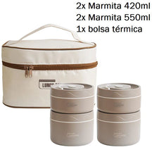 Marmita Térmica Redonda - Multi Layer marmita 003 Loja da Dryka Kit Marrom 4pçs 