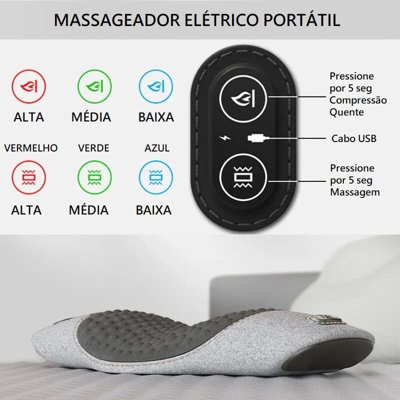 Massageador Elétrico Portátil para Pescoço e Lombar - Easy Relax massageador lombar 001 Loja da Dryka Cinza Claro - Lombar 