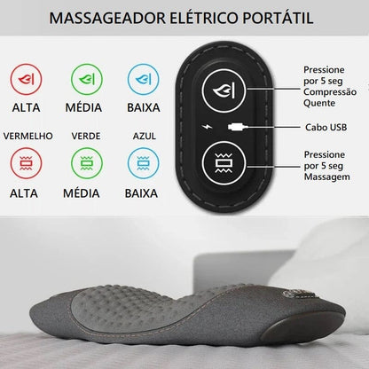 Massageador Elétrico Portátil para Pescoço e Lombar - Easy Relax massageador lombar 001 Loja da Dryka Cinza Escuro - Lombar 