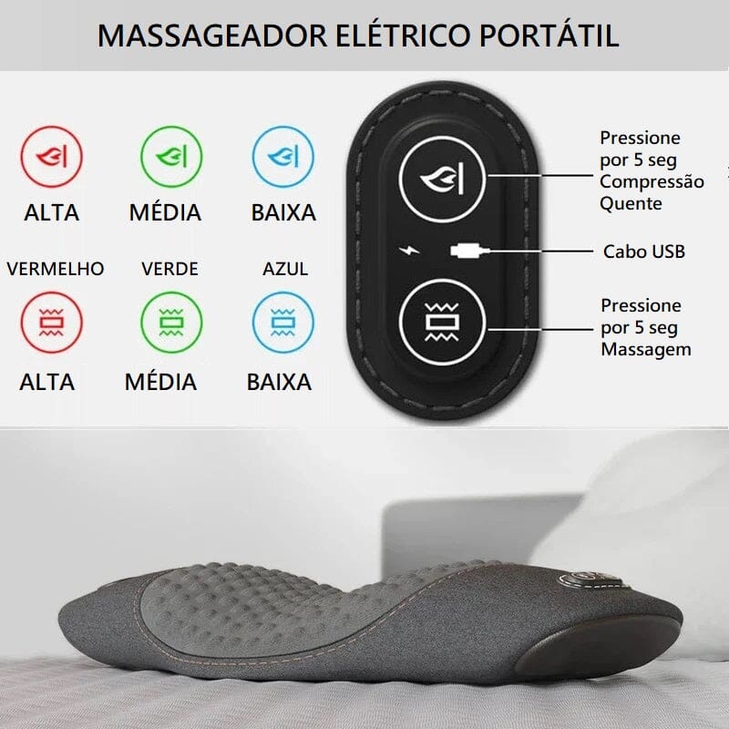 Massageador Elétrico Portátil para Pescoço e Lombar - Easy Relax massageador lombar 001 Loja da Dryka Cinza Escuro - Lombar 