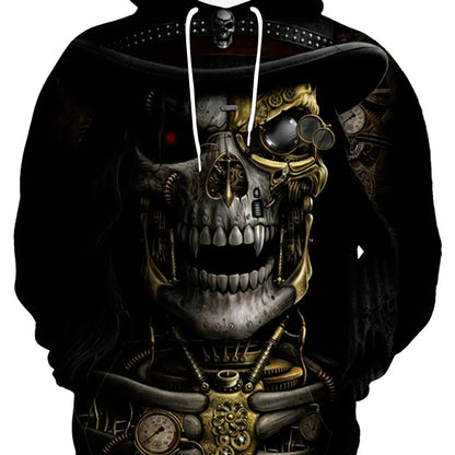 Men's 3D Printed Horror Skull Sweatshirt, Outdoor Pullover Clothing, Long Sleeve Hoodies, Daily Fashion, Autumn Loja da Dryka 