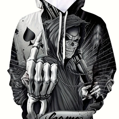 Men's 3D Printed Horror Skull Sweatshirt, Outdoor Pullover Clothing, Long Sleeve Hoodies, Daily Fashion, Autumn Loja da Dryka DHH42AJB XS 