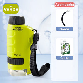 Microscópio Infantil de Mão brinquedo 027 Loja da Dryka Verde 120X 
