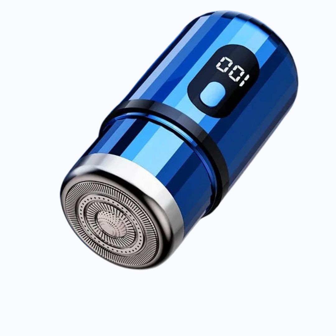 Mini Barbeador Elétrico Digital -Easy Shave Bem estar - mini barbeador lojadadryka Azul 