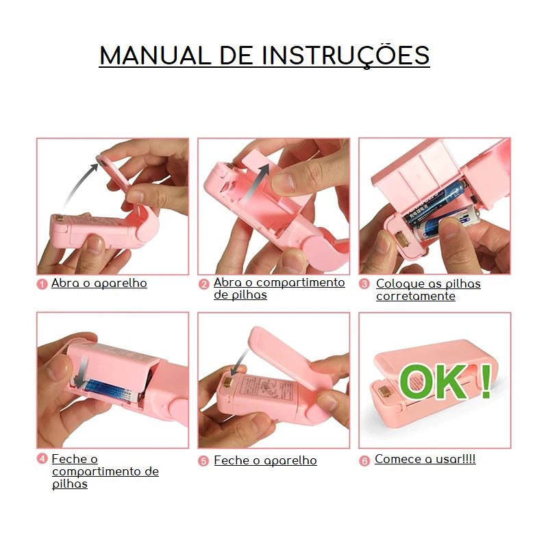 Mini Seladora para Embalagens Plásticas Portátil cozinha 020 lojadadryka 