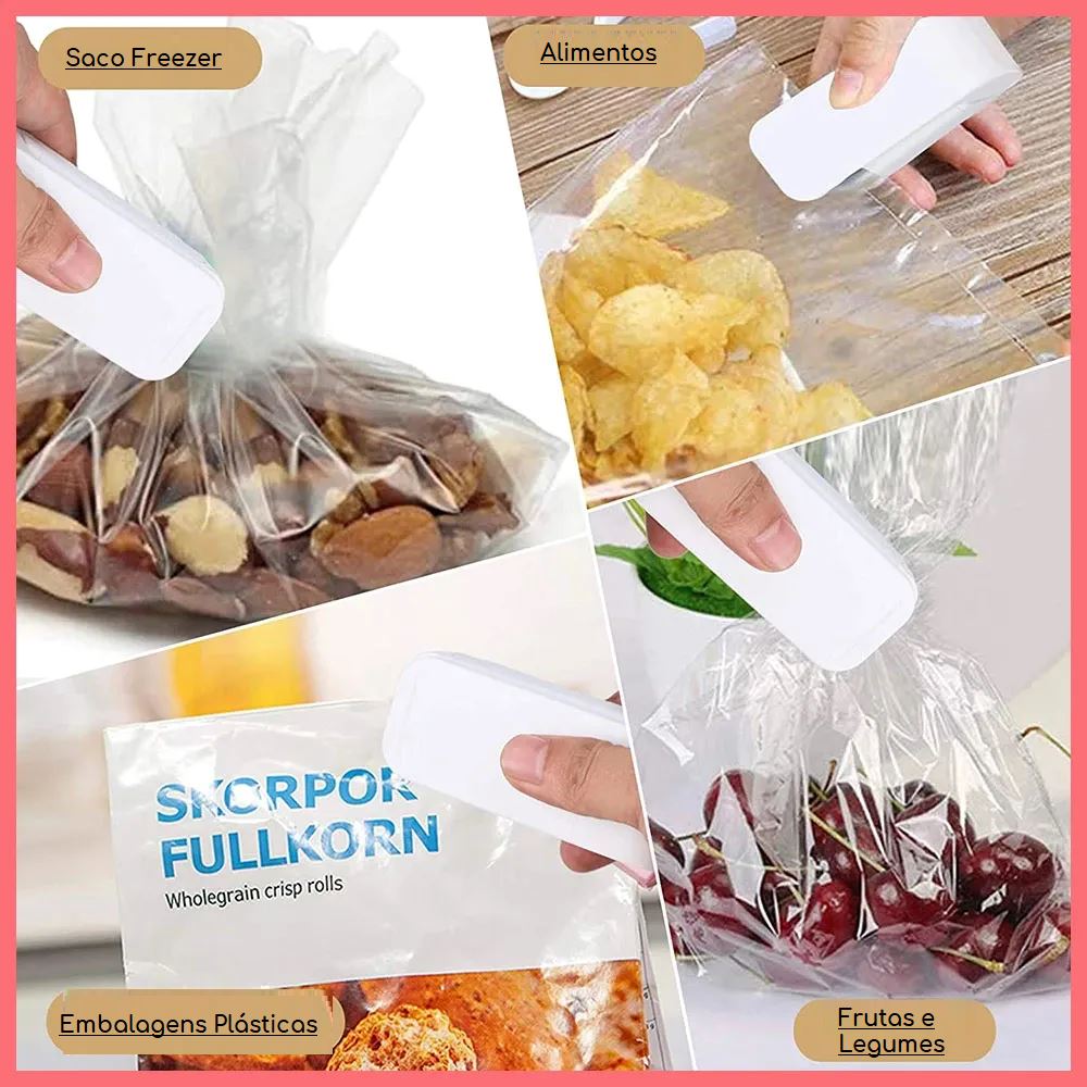 Mini Seladora para Embalagens Plásticas Portátil cozinha 020 lojadadryka 