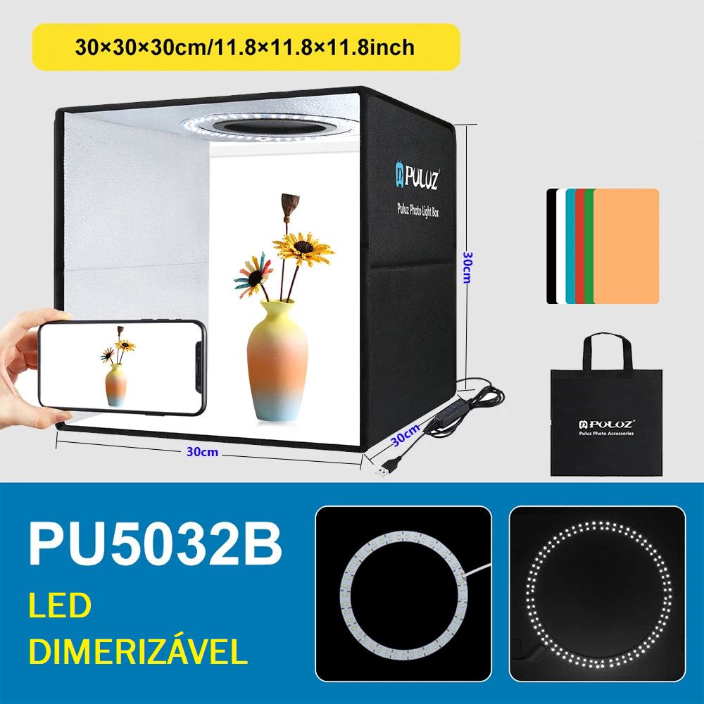 Mini Studio Fotográfico Light Box fotografia 001 Loja da Dryka 30cm Preto 