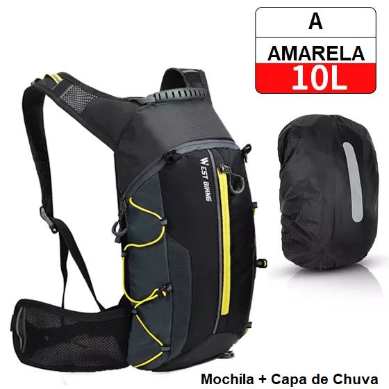 Mochila de Hidratação - Slim Water Mochila 007 Loja da Dryka A - 10L Amarela + Capa 