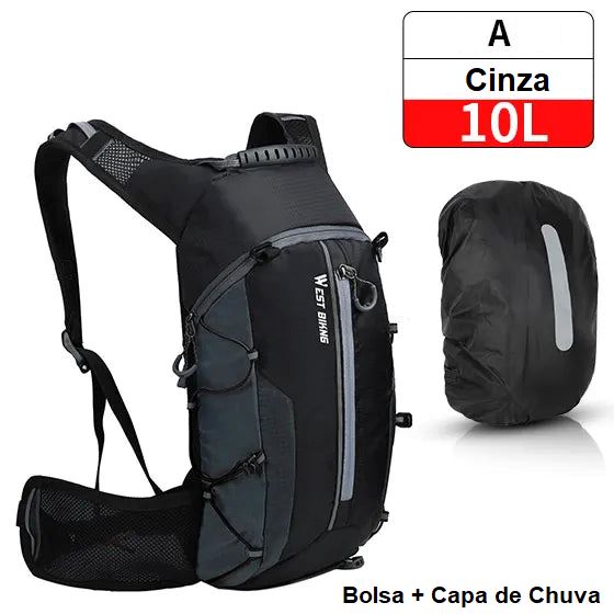 Mochila de Hidratação - Slim Water Mochila 007 Loja da Dryka A - 10L Cinza + Capa 