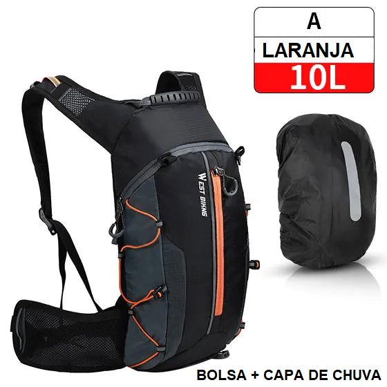Mochila de Hidratação - Slim Water Mochila 007 Loja da Dryka A - 10L Laranja + Capa 