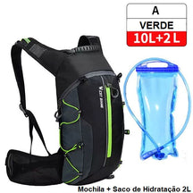 Mochila de Hidratação - Slim Water Mochila 007 Loja da Dryka A - 10L Verde + Saco 2L 