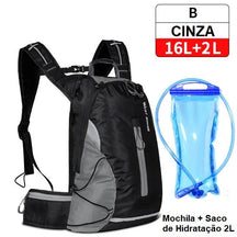 Mochila de Hidratação - Slim Water Mochila 007 Loja da Dryka B- 16L Cinza + Saco 2L 