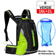 Mochila de Hidratação - Slim Water Mochila 007 Loja da Dryka B- 16L Verde + Saco 2L 