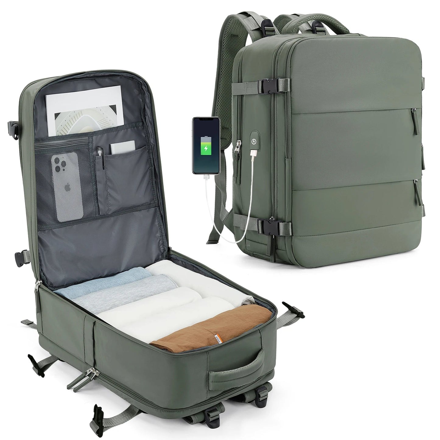 Mochila de Viagem Slim Bag Loja da Dryka Green Small 