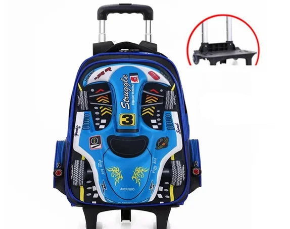 Mochila Escolar Infantil 3D - Fórmula 1 Loja da Dryka 2 Rodas Azul 
