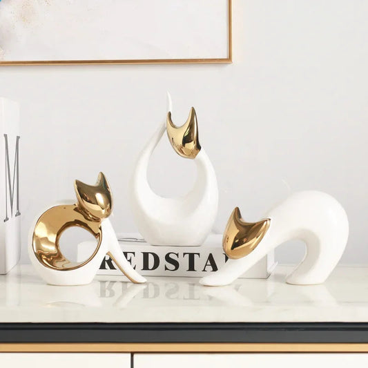 Modern simple Maneki-neko decoration creative luxury cat desktop decoration living room TV cabinet decoration home decor Loja da Dryka 