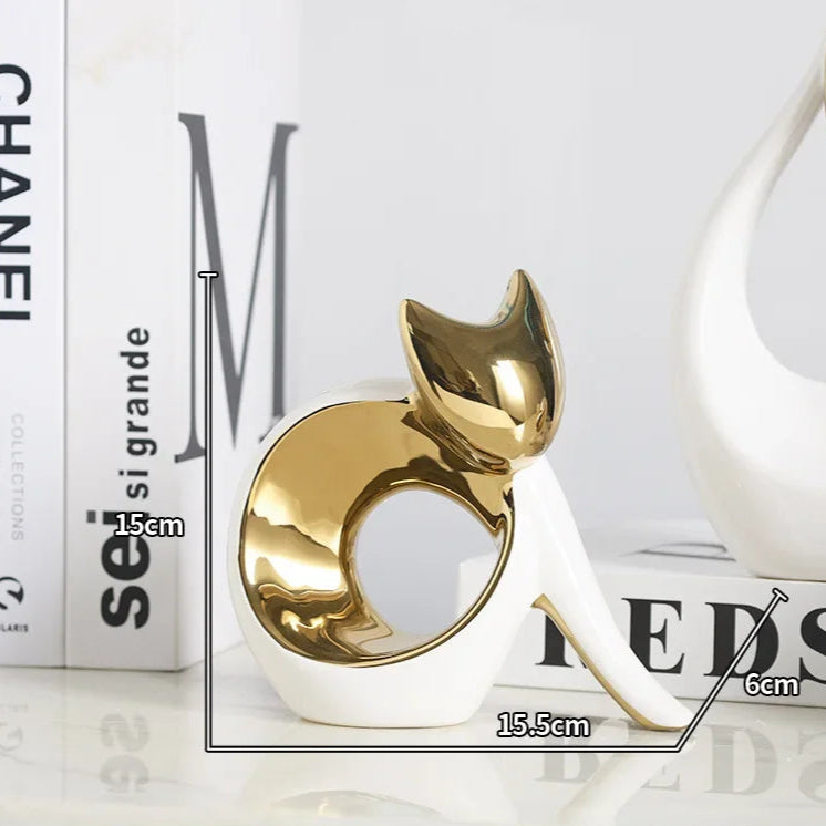 Modern simple Maneki-neko decoration creative luxury cat desktop decoration living room TV cabinet decoration home decor Loja da Dryka Gold B 