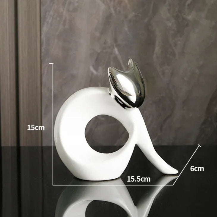 Modern simple Maneki-neko decoration creative luxury cat desktop decoration living room TV cabinet decoration home decor Loja da Dryka Silver B 