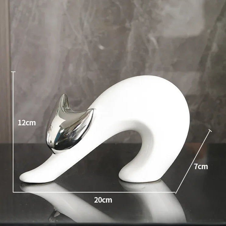 Modern simple Maneki-neko decoration creative luxury cat desktop decoration living room TV cabinet decoration home decor Loja da Dryka Silver C 