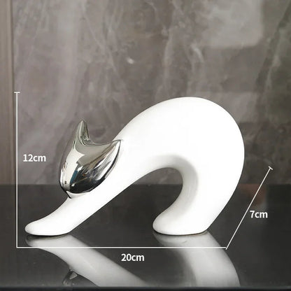 Modern simple Maneki-neko decoration creative luxury cat desktop decoration living room TV cabinet decoration home decor Loja da Dryka Silver C 